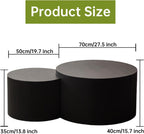 Round Nesting Coffee Table Modern Black Fluted Coffee Table Set of 2 Stripe Round Coffee Tables Drum Crescent Side Table Accent End Table for Living Room (Black B Large)