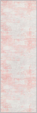 3x10 Washable Runner Rug：Modern Abstract Soft Carpet Pink White | by FXRHLP