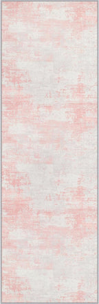 2x5 Washable Runner Rug：Modern Abstract Soft Carpet Pink White | by FXRHLP