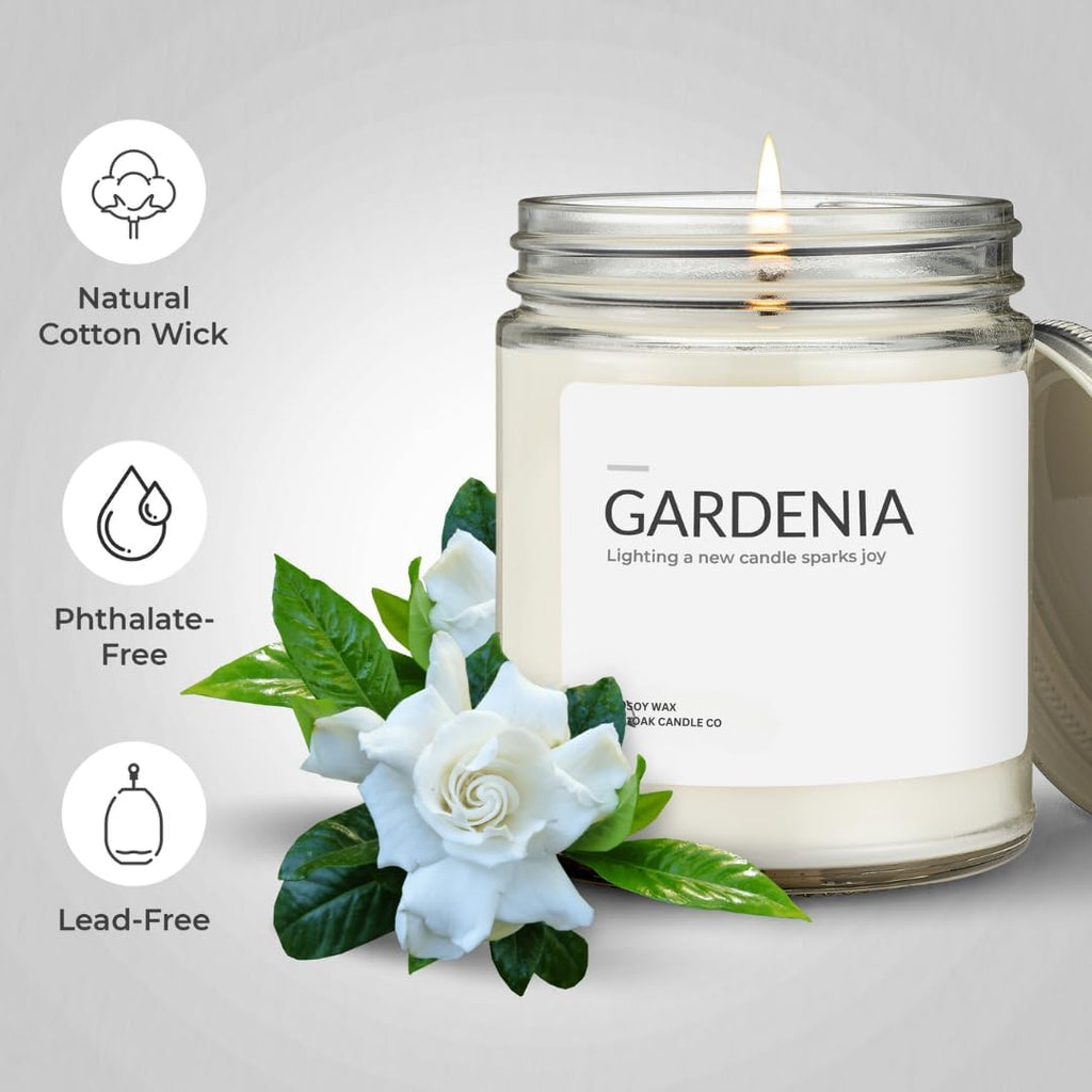1OAK Soy Wax Scented Candles (Gardenia) - Long Burning Premium Hand-Poured (7oz.)