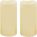 CANDLE CHOICE Waterproof Outdoor Battery Operated Flameless Candles with Timer Realistic Flickering Plastic Fake Electric LED Pillar Lights for Lantern Wedding Christmas Decorations 3x6 Inches 2 Pack