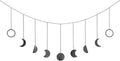 Mkono Moon Phase Wall Hanging Boho Aesthetic Room Decor Metal Moons Garland Hanging Art Bohemian Home Decoration for Girls Room Nursery Bedroom Livingroom Dorm, Ideal, Black, 50"