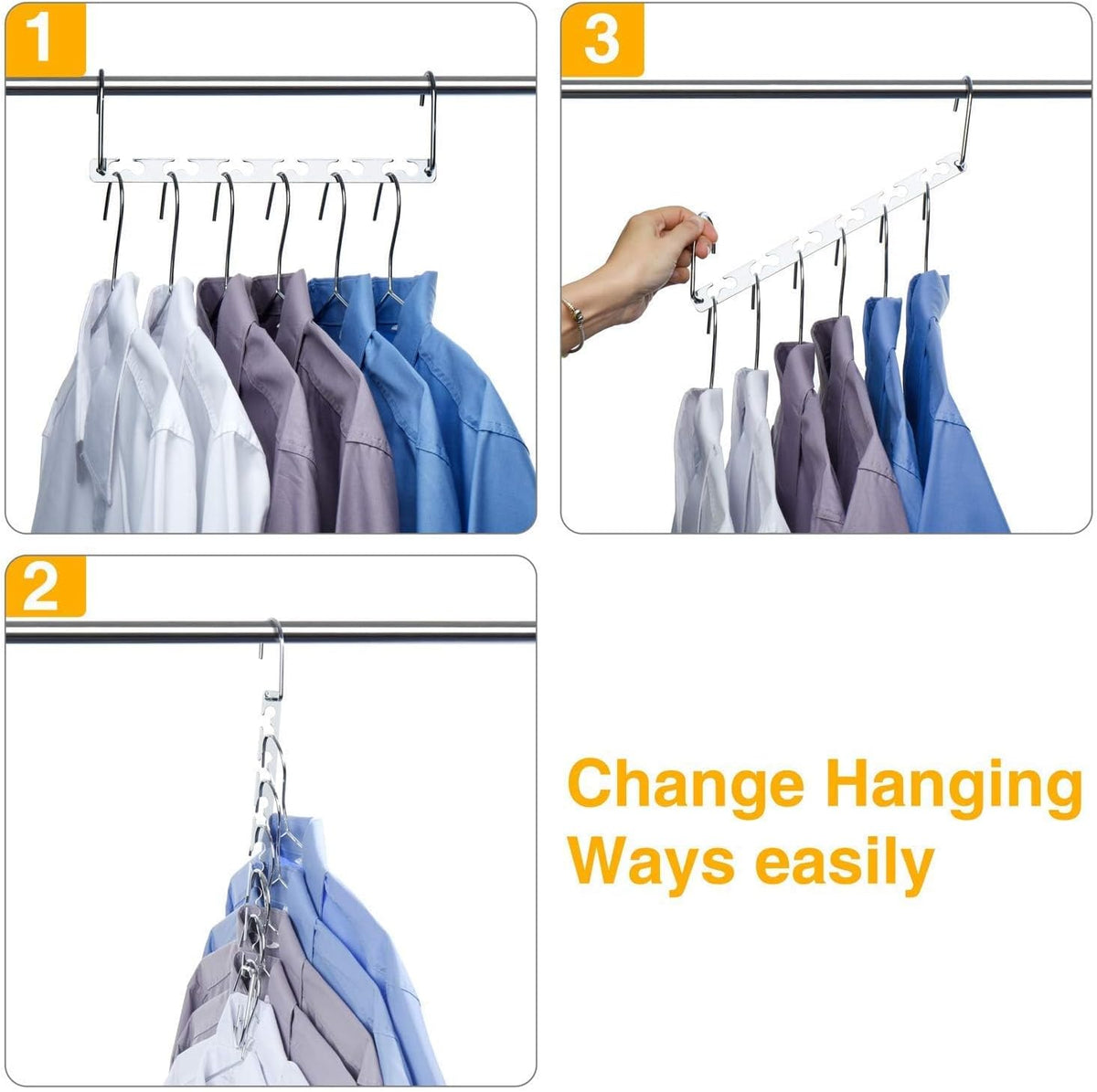 HOUSE DAY Space Saving Hangers for Clothes 4 Pack, Heavy Duty Hanger Organizer | 30 Lbs Capacity |, Metal Magic Hanger, Sturdy Multi Hangers, Closet Space Saver Closet Organizers and Storage