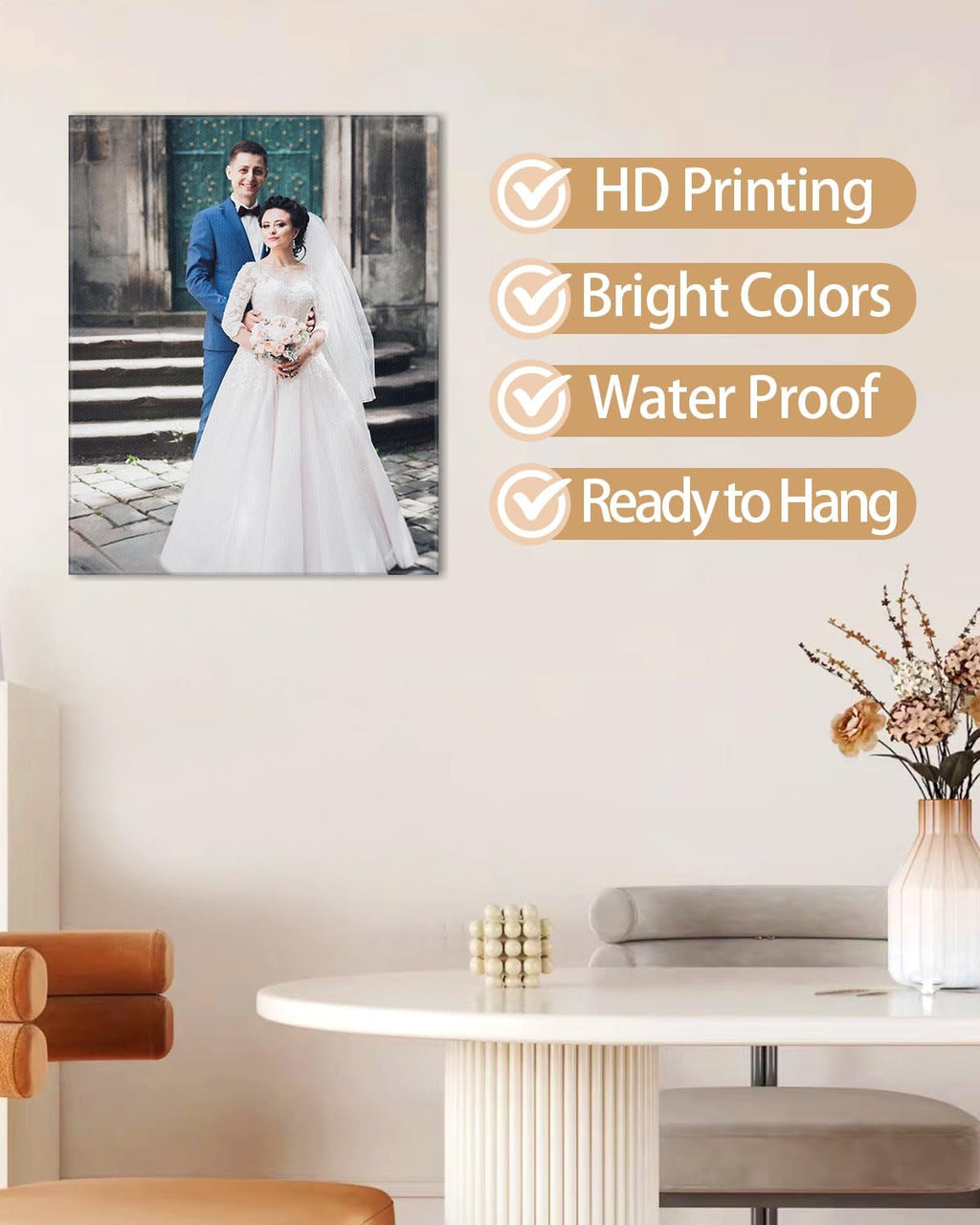AbcCustomize Canvas Prints with Your Photos, Custom Canvas for Living Room and Bedroom Decor, Personalized gifts for Friends Lover and Family, Canvas Wall Art for Gifts & Keepsakes, Ready to Hang