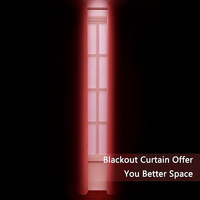 Blackout Curtains 66 x 84 inch/Bright Red Curtains Set of 2 Panels/Thermal - Image 3