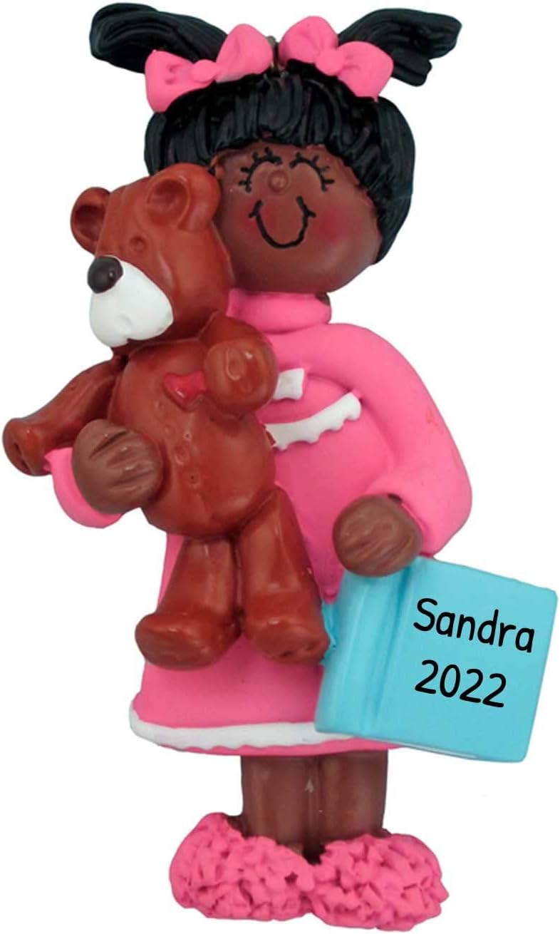 Personalized Child Christmas Tree Ornament - Toddler Pajamas Sleep Time Story Book Reader PJs Lover Kid - Free Customization