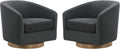CHITA Swivel Accent Chair, FSC Certified Upholstered Velvet Barrel Chair for Living Room Set of 2, Fully Assembled, Grey