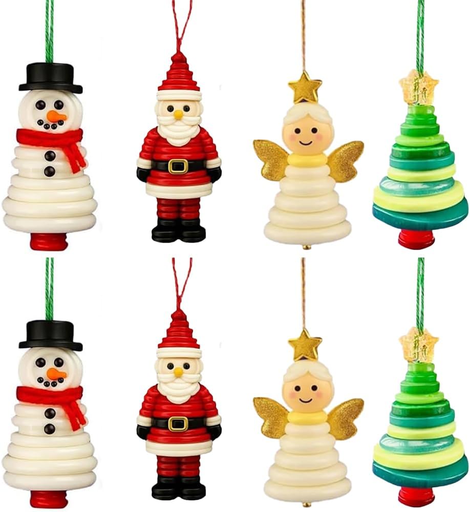 DIY Christmas Button Ornament Making Set - Snowman/Santa/Angel, Fun Holiday Craft Kit for All Ages, Ideal Xmas Tree Hanging Decor & Festive Gifts (E 8)