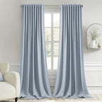 MIULEE Light Blue Back Tab Blackout Curtains 52x102 Inch Long 2 Panels Set | by MIULEE