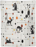 ICMOLYYENLO Abstract Cat Tapestry, Medieval Abstract Atomic Star Cat Vintage Home Wall Hanging Art Tapestry for Bedroom Living Room Dormitory 60x80 Inch