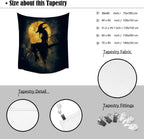Halloween Witch Tapestry Wall Art Witchcore Moon Aesthetic Print Dark Academia Gothic Tapestries Wall Hanging Horror Ghost Halloween Party Decor for Home Living Room Bedroom 60x80inch