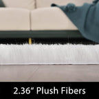 Latepis White Round Rug 5ft Faux Fur Sheepskin Circle Rug - Image 3