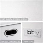 PRANDOM Collapsible Storage Box with Lid [3-Pack] Leather Fabric Foldable Storage Bin Organizer Container Basket Cube with Cover for Home Bedroom Closet Office Nursery White(22.8X15.7X11.8)