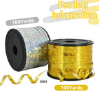 BEISHIDA 2 Pack 100 Yards Gold Silver Glitter Ribbon Balloon String Shiny Metallic for Gift Wrapping Birthday Party Festival Art Craft Decor Florist Flowers Decoration