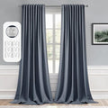 MIULEE Stone Blue Back Tab Blackout Curtains 52x120 Inch Long 2 Panels Set | by MIULEE