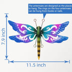Metal Dragonfly Wall Decor, 3 Pack Colorful Dragonfly Outdoor Decor, Metal Outdoor Wall Art for Garden, Patio, Yard, Fence, Outside
