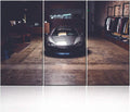 TUMOVO Canvas Print Wall Art Painting Black Speedy Racing Car Picture Sports Car Modern Giclee Prints Stretched and Framed Artwork - 28 x 14inch x 3 Panel