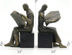 Lukitas Decorative Newspaper Reader Bookends, Heavy Duty Book Holder Non-Slip, Vintage Home Décor Accessories for Study Office Bookshelf, Bronze, Resin, 1Pair/2Piece
