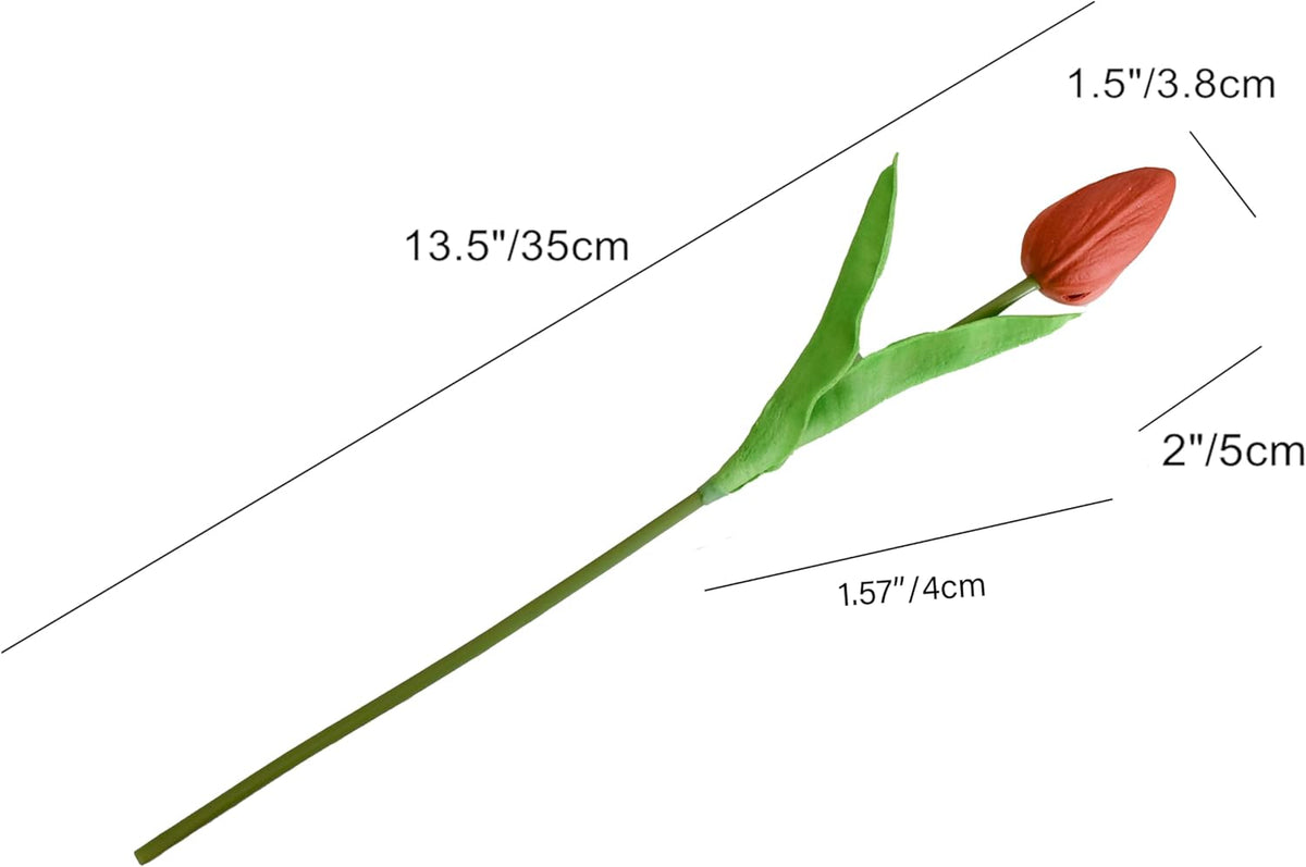 Mandy's Artificial Tulips 20 Stems Terracotta PU Faux Flowers for Wedding Home Decor 13.5 Inch