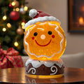 Christmas Music Snowglobe Water Lantern, Smiling Wind Light with Christmas hat Decoration Table Centerpiece, Used for Home Party Decoration, USB Wired Festival Gift