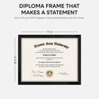 Homeforia 8.5x11 Diploma Frame Black Wood, High End Oak 8.5 x 11 Certificate Frames, 11x8.5 Black Document Frames for Wall or Tabletop, 8.5 by 11 Award Wooden Frame, Tempered Glass, Wall Kit, Set of 1