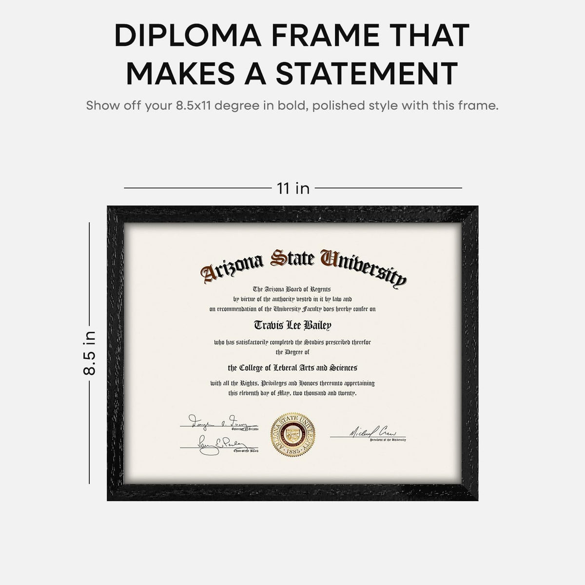 Homeforia 8.5x11 Diploma Frame Black Wood, High End Oak 8.5 x 11 Certificate Frames, 11x8.5 Black Document Frames for Wall or Tabletop, 8.5 by 11 Award Wooden Frame, Tempered Glass, Wall Kit, Set of 1