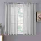 Tollpiz Short Sheer Curtain Linen Textured Bedroom Curtains Sheer Light by Tollpiz