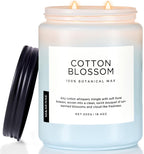 M&SENSE Clean Cotton Scented Candle - 19.4oz Natural Soy Wax Clean Cotton Blossom Scent Non Toxic Candle, 110-Hour Slow Burning 2-Wick Aromatherapy Home Fragrance Gifts for Home Decor