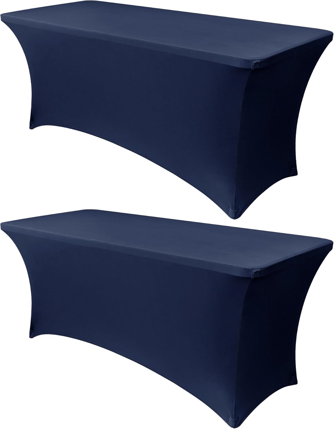 Obstal 4Ft Stretch Spandex Table Cover for Standard Folding Tables - 2 Pack Universal Rectangular Fitted Tablecloth for Party, Banquet, Events, Trade Show (Navy Blue, 48L x 24W x 30H Inches)