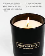 Benevolence LA Eucalyptus & Chamomile Scented Candle | Soy Candles, Black Candle for Home | Gifts for Women and Men | Home Fragrance | Aromatherapy | 8oz, 45 Hour Burn