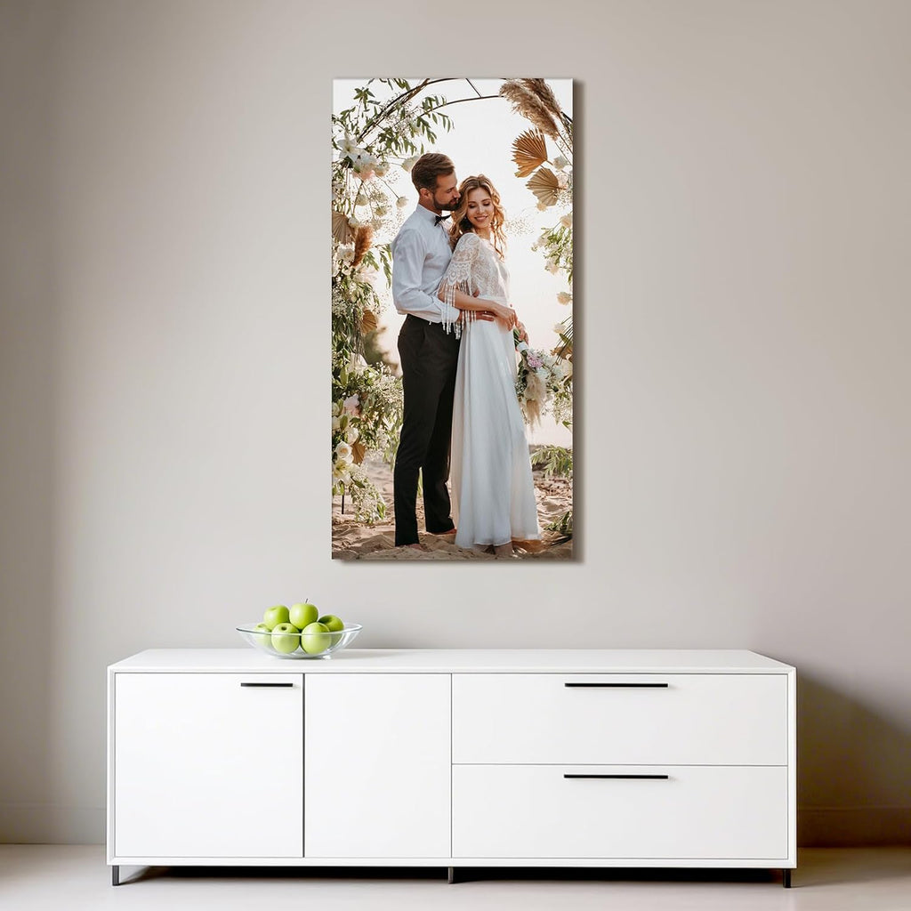 Custom Canvas Prints with Your Photos - Personalized Pictures Print, Customized Photo Gifts, Wall Art Poster Canvas Printing for Wedding, Family, Baby, Pets, Home Office Decor, Wrapped Frame 12x24
