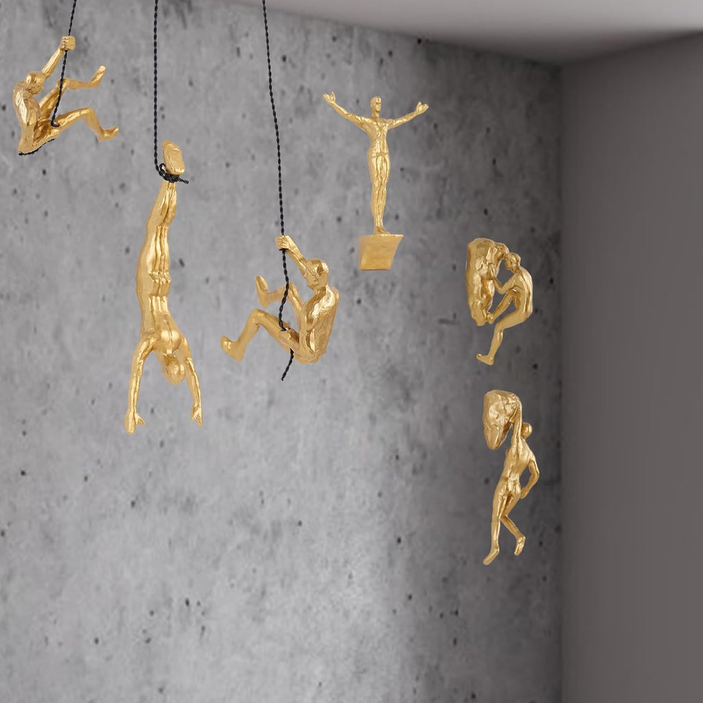 Set of 6 Climbing Men Wall Art Decor Sculpture,Nordic Modern Simplicity Decorative Wall Art, Climbing Man Sculptures,Home & Office Climber Gifts