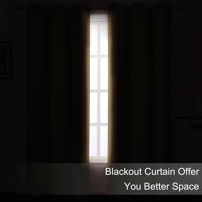 Blackout Curtains 52 x 84 inches Long Natural Curtains Set of 2 Panels Thermal - Image 3