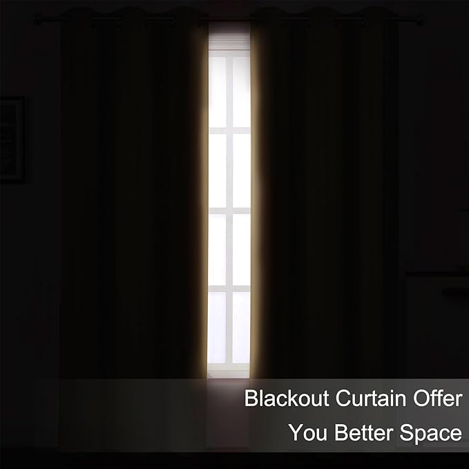 Blackout Curtains 52 x 108 inch/Natural Curtains Set of 2 Panels/Thermal - Image 3