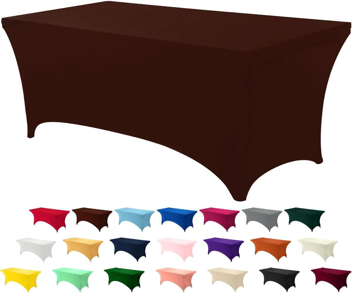 Utopia Kitchen 6FT Spandex Tablecloth [1 Pack, Light Coffee] 200 GSM Stretch, Fitted, Washable and Wrinkle Resistant Table Cloth Rectangle Cover for Trade Shows, Wedding, Parties [72Lx30Wx30H Inch]