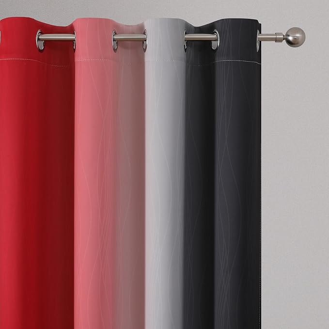 Red and Black Ombre Blackout Bedroom Curtains 45 Inch Long | Room Darkening - Image 4