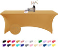 Spandex 8ft Waterproof Table Cover for Party,Wedding, Banquet, and Events(Gold)