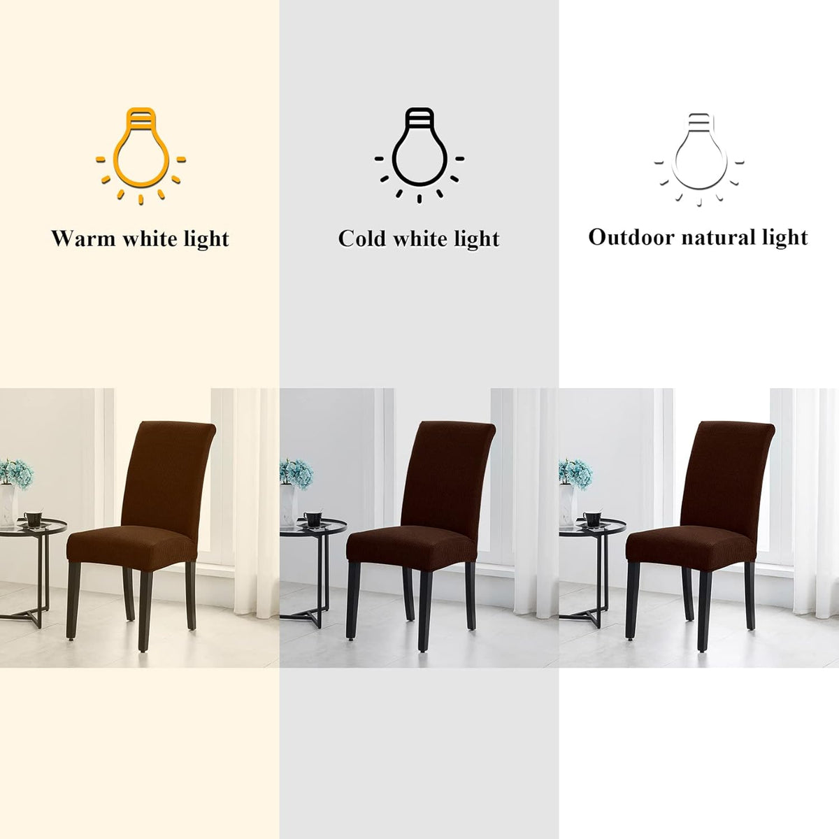 Joccun Chair Covers for Dining Room Set of 2, Dining Chair Slipcovers Stretch Dining Room Chair Covers Seat Protector,Washable Parsons Chair Cover for Home,Hotel(Chocolate,2 Pack)