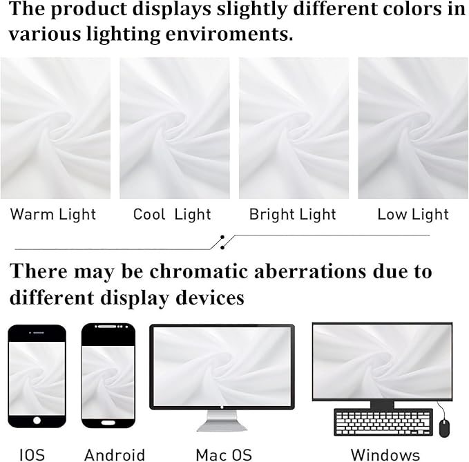 White Sheer Curtains 50 Inch Length 2 Pcs, Light Filtering Voile Bathroom - Image 8