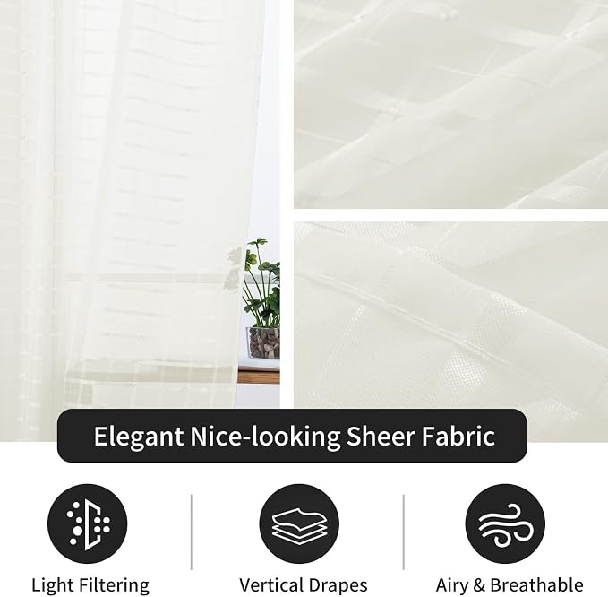 SpaceDresser Check Sheer Curtains 108 Inches Long - Image 4