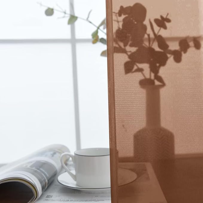 SpaceDresser Brown Sheer Curtains 4 Panels Rod Pocket Semi-Sheer Curtain 45 - Image 5