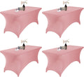 4Pack Spandex Waterproof Table Covers 6ft，Spandex 6ft Waterproof Table Cover for Party,Wedding, Banquet, and Events(Dusty Pink)