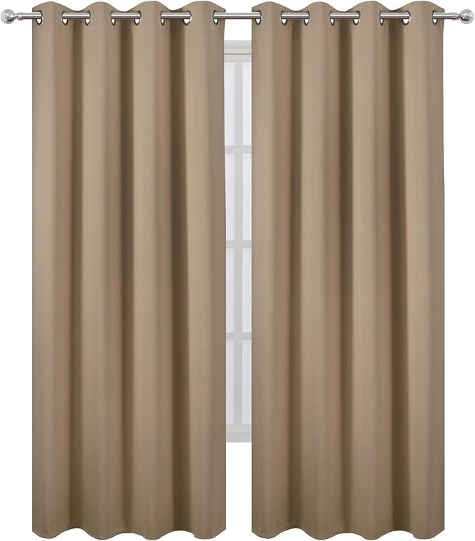 Natural Thermal Blackout Curtains/52 x 95 Inch/Set of 2 Panels Room Darkening - Image 2