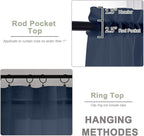 Navy Blue Sheer Curtain 90 Inches Long 2 Panels Set, Solid Filmy Drapes - Image 4