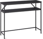 Amazon Basics Rectangular Console Table with Storage Shelf, Steel Frame, 39x31x11.8 in, Black