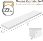 Sorbus Floating Shelves for Wall - 48 Inch Long Bathroom Shelves, Wall Decor for Bedroom, Kitchen, Living Room & Book Storage - Mounted Floating Shelf with Invisible Brackets (White, 3 Pack)