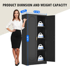 60" Tall Kitchen Pantry Cabinet, Metal Pantry Cabinet with Doors and Adjustable Shelves, Black Utility Storage Cabinet with Handles for Dining Room, Bathroom, Laundry Room - Assemble Required