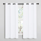 NICETOWN White Lightweight Fabric Curtain Panels, 48 inch Length, Non-Blackout by NICETOWN