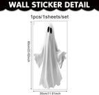 Halloween Window Clings for Glass 1 Sheets Ghost Window Decals Spooky Window Stickers Reusable Windows Cling for Halloween Fall Party Supplies Home School Office Glass Decorations