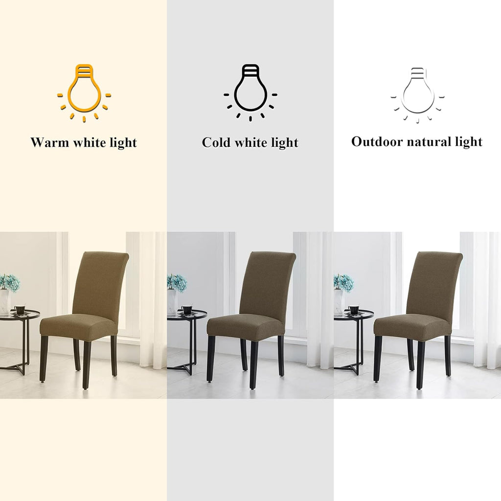 Joccun Chair Covers for Dining Room Set of 2, Dining Chair Slipcovers Stretch Dining Room Chair Covers Seat Protector,Washable Parsons Chair Cover for Home,Hotel,Banquet(Fossil,2 Pack)